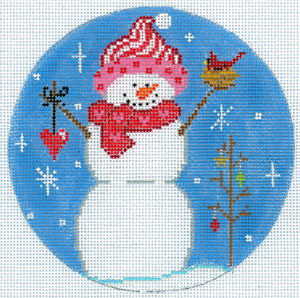 click here to view larger image of Snowman with Cardinal (hand painted canvases)