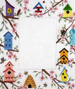click here to view larger image of Birdhouses in Dogwood (hand painted canvases)