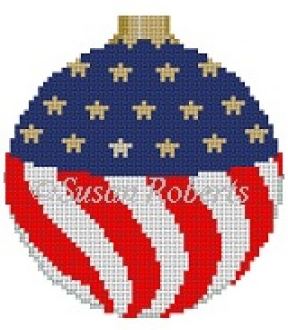 click here to view larger image of American Flag Ornament (hand painted canvases)