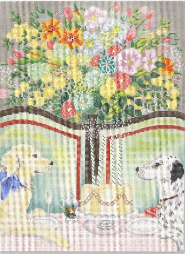 Bettieray Designs Floral Hand painted Needlepoint Canvas 18 Mesh