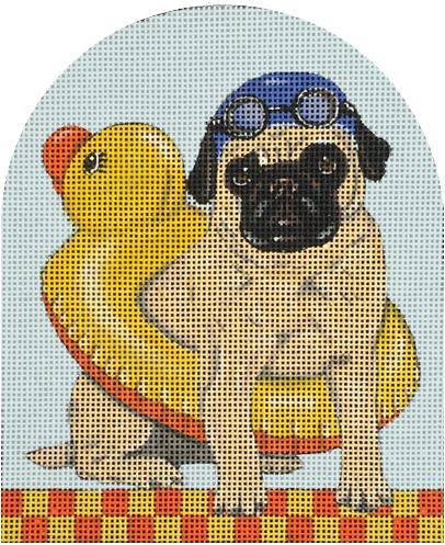 click here to view larger image of Pug Swimmer (hand painted canvases)