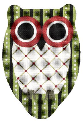 click here to view larger image of Green & Black Striped Owl (hand painted canvases)