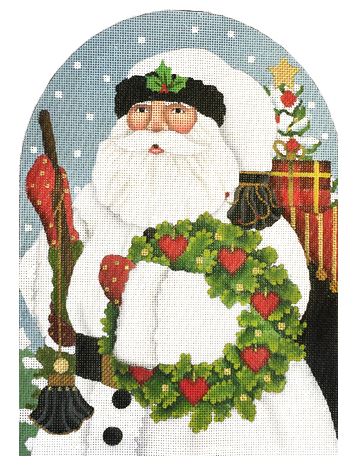 click here to view larger image of White Santa  with Wreath Dome (hand painted canvases)