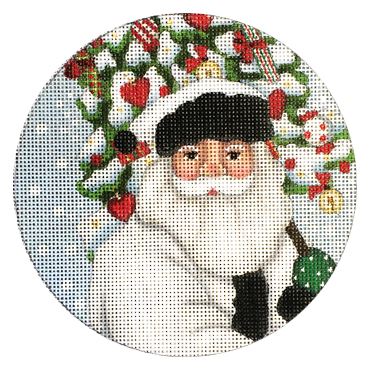 click here to view larger image of White Santa with Tree Ornament (hand painted canvases)
