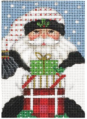 click here to view larger image of White Santa Square Ornament (hand painted canvases)