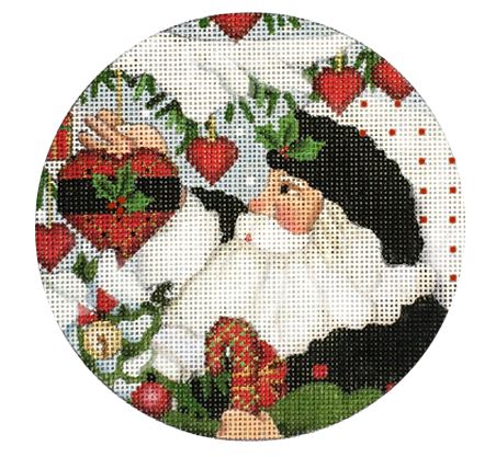 click here to view larger image of White Santa with Heart Ornament (hand painted canvases)