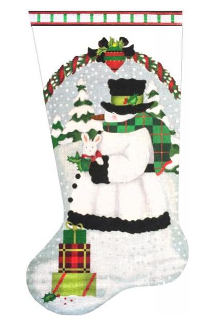 click here to view larger image of White Snowman Stocking (hand painted canvases)