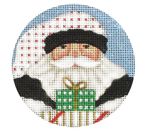 click here to view larger image of White Santa Ornament (hand painted canvases)