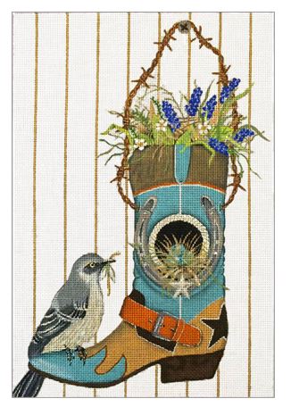 click here to view larger image of Bird House Boot  (hand painted canvases)