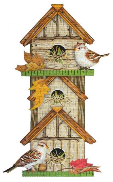 click here to view larger image of Fall Birdhouse   (hand painted canvases)