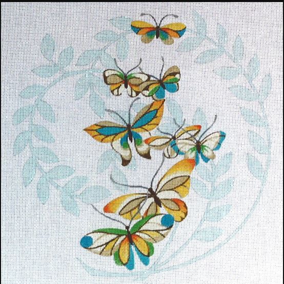 click here to view larger image of Butterflies - Leaf Shadow (hand painted canvases)