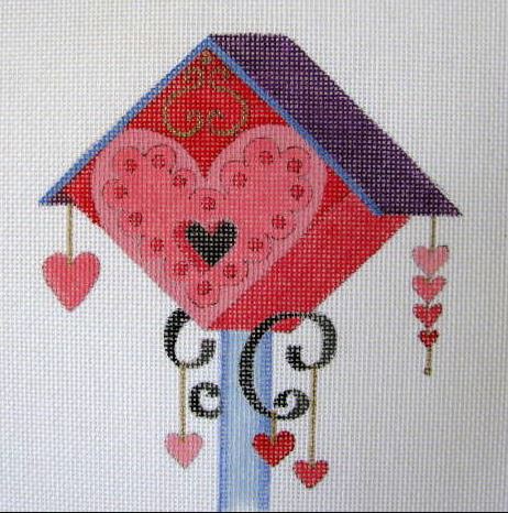 click here to view larger image of February - Lovebird House (hand painted canvases)
