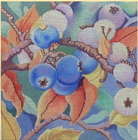click here to view larger image of Autumn Blueberries (hand painted canvases)