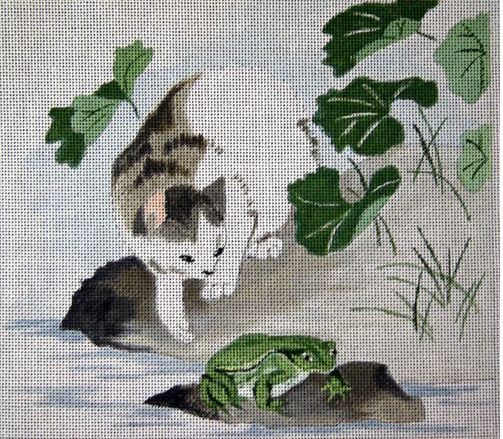 click here to view larger image of Cat and Frog (hand painted canvases)