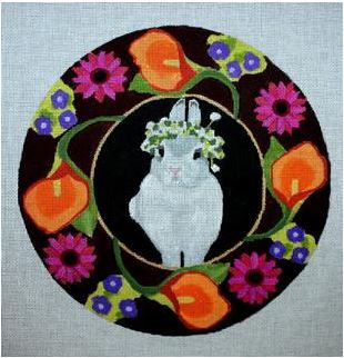 click here to view larger image of Bunny w/Crown Wreath  (hand painted canvases)