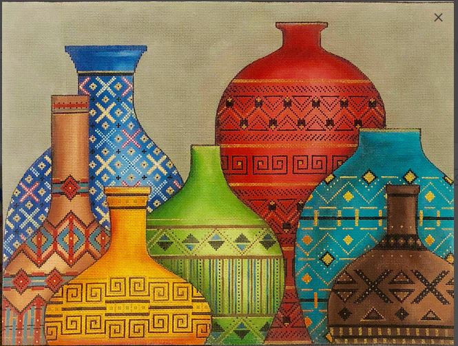click here to view larger image of Southwestern Pots (hand painted canvases)