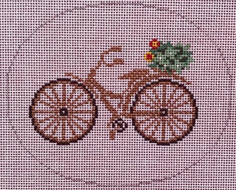click here to view larger image of Gold Bicycle with Flowers (hand painted canvases)