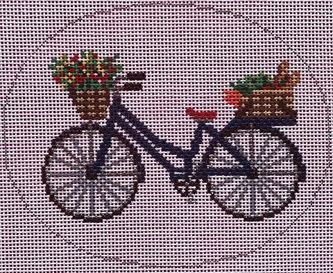 click here to view larger image of Bike with Flowers & Grocery Basket	 (hand painted canvases)