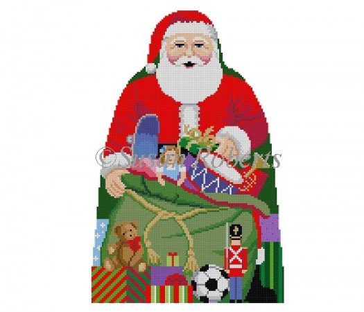 click here to view larger image of Santa with Toy Bag Tree Topper (front only) (hand painted canvases)