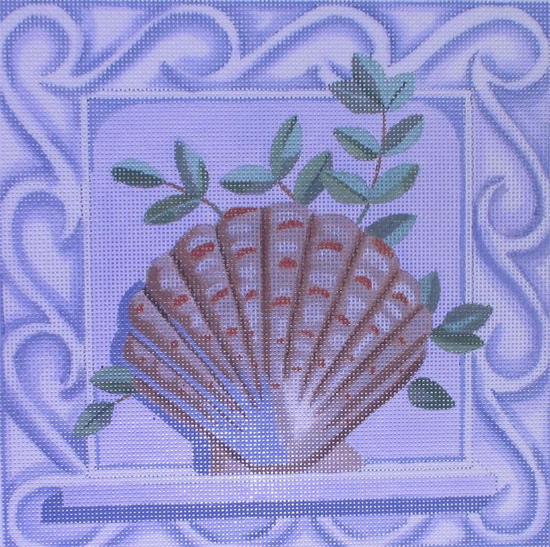 click here to view larger image of Clam Shell w/Border (hand painted canvases)