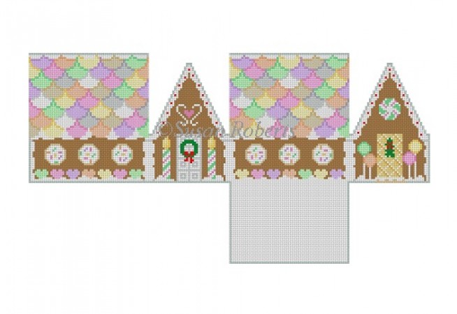 click here to view larger image of Neccos & Candy Heart Gingerbread House  (hand painted canvases)