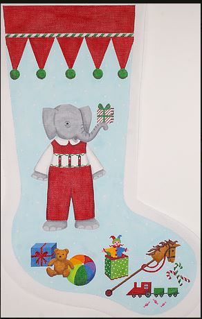 click here to view larger image of Elephant Boy in Red Overalls (hand painted canvases 2)