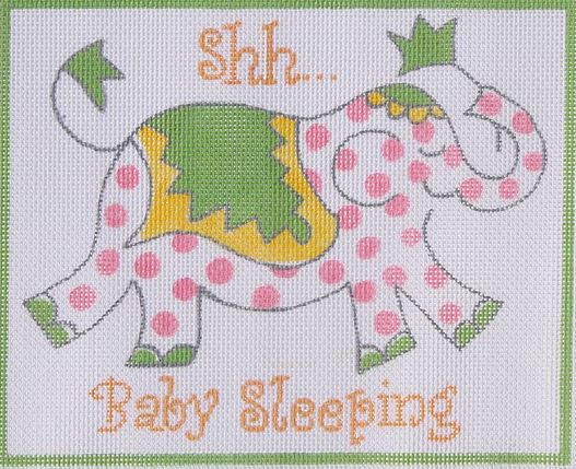 click here to view larger image of Shh Baby Sleeping - Pink Elephant  (hand painted canvases 2)