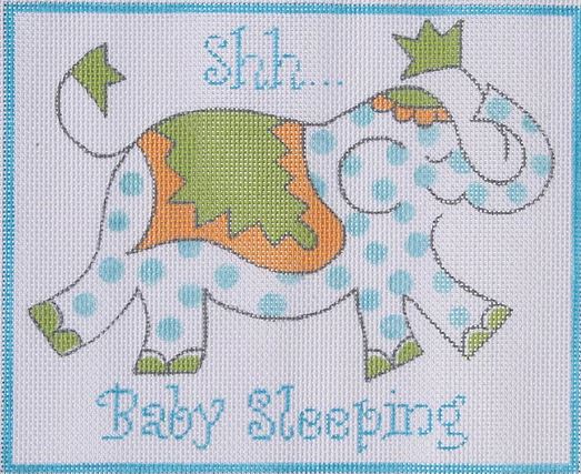 click here to view larger image of Shh Baby Sleeping - Blue Elephant  (hand painted canvases 2)