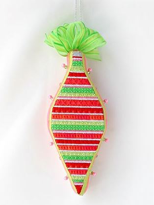 click here to view larger image of Red & Green Stripe Teardrop - Tickled Pink Series (hand painted canvases)