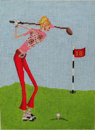 click here to view larger image of A Little Golf (hand painted canvases)