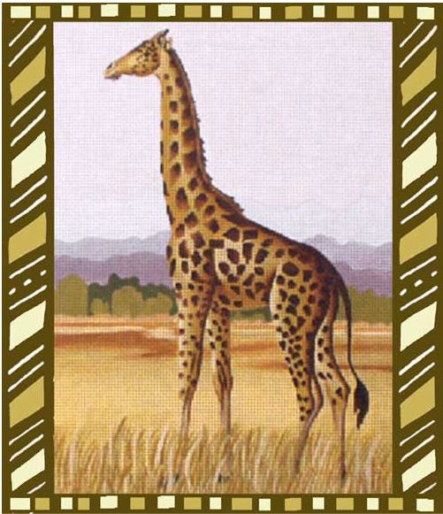 click here to view larger image of Giraffe with Border (hand painted canvases)