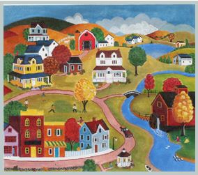 click here to view larger image of Country Town (hand painted canvases)
