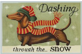 click here to view larger image of Dachshund - Winter (hand painted canvases)