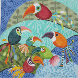 click here to view larger image of Tropical Birds (hand painted canvases)