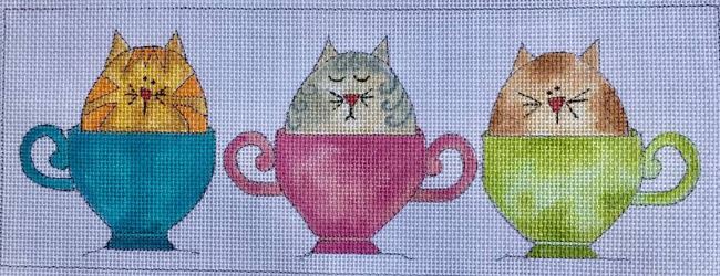 click here to view larger image of 3 Little Kitties in a Cup (hand painted canvases)
