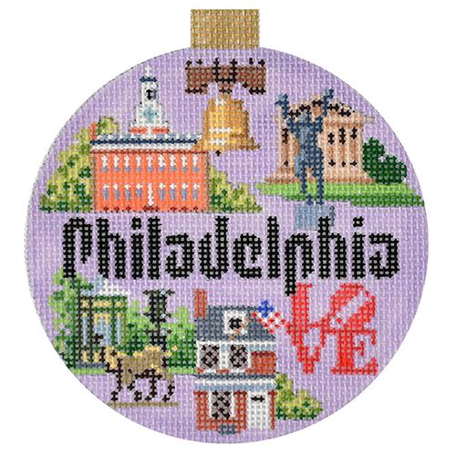 click here to view larger image of Travel Round - Philadelphia (hand painted canvases)