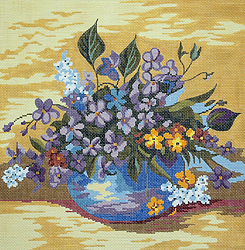 click here to view larger image of Bowl of Violets (hand painted canvases)