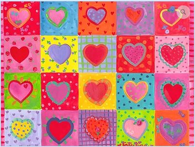 click here to view larger image of Hearts Quilt (hand painted canvases)