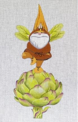 click here to view larger image of Gnome on Artichoke (hand painted canvases)