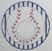 click here to view larger image of Monogram Round - Baseball (hand painted canvases)