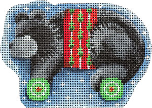 click here to view larger image of Black Bear on Wheels Ornament  (hand painted canvases)