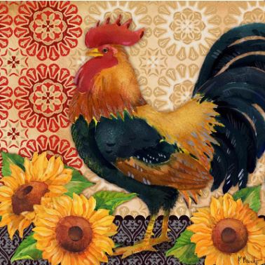 click here to view larger image of Roosters and Sunflowers II (hand painted canvases)