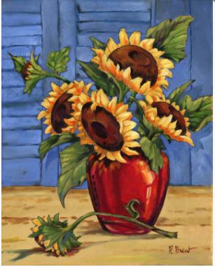 click here to view larger image of Sunflower Vase (hand painted canvases)