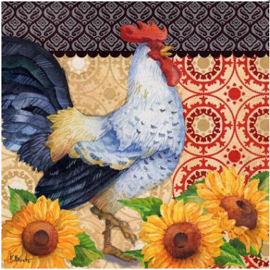 click here to view larger image of Roosters and Sunflowers III (hand painted canvases)