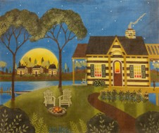 click here to view larger image of Cabin By the Lake (hand painted canvases)