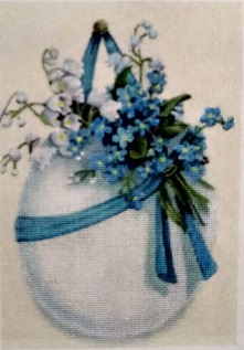 click here to view larger image of Blue Egg with Flowers (hand painted canvases)