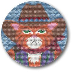 click here to view larger image of Cowboy Cat (hand painted canvases)
