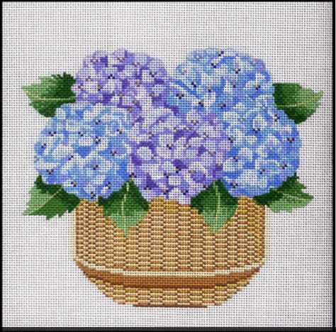 click here to view larger image of Nantucket Basket w/Hydrangea (hand painted canvases)