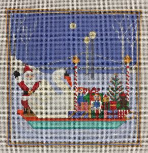 click here to view larger image of Christmas Swanboat (hand painted canvases)