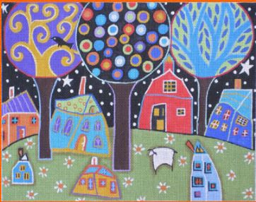 click here to view larger image of Night Village (hand painted canvases)